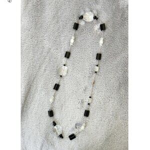 Plastic Beaded Black & Clear Boho 36" Necklace